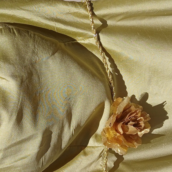 Hand Made Elegant Gold/lime Strapless Dress Sz Small - Picture 2 of 16